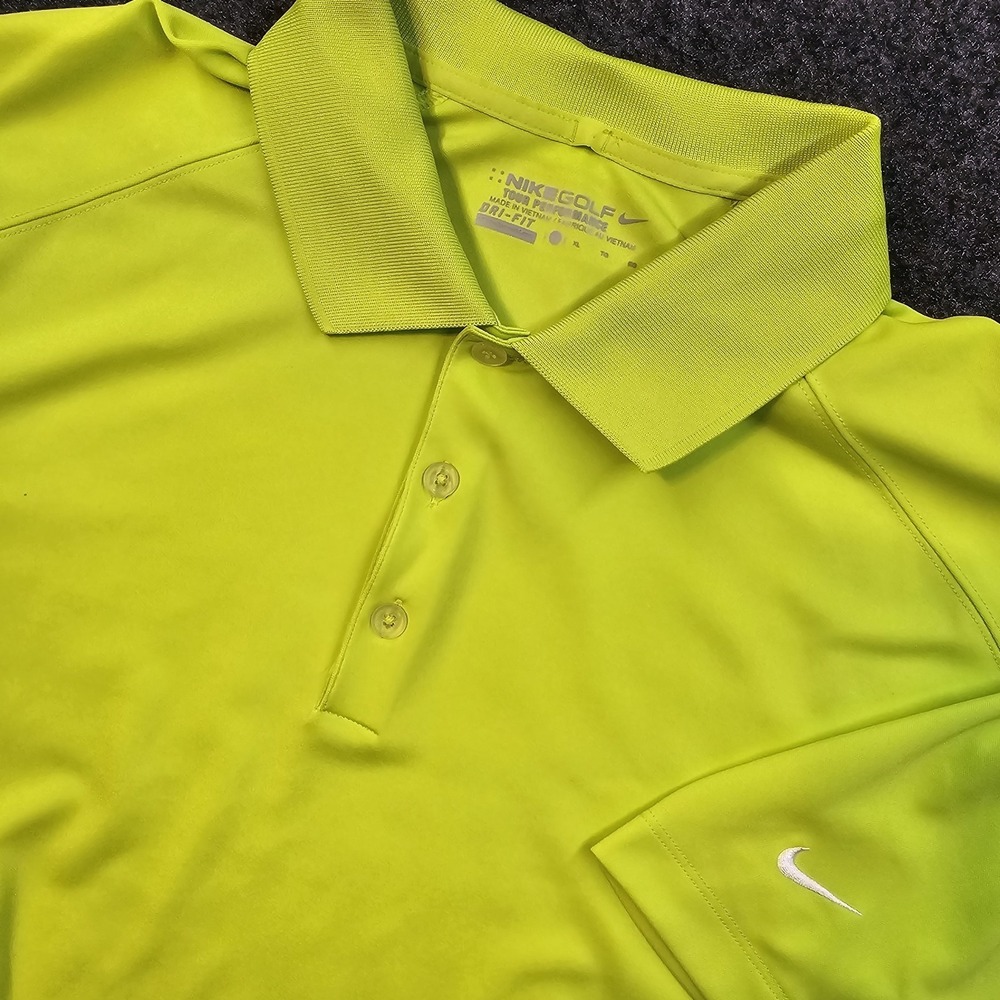 Nike Golf Dri Fit Polo Shirt Mens XL Volt Yellow Tour Performance Swoosh Athleti